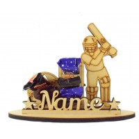6mm Personalised Cricket Shape Mini Chocolate Bar Holder on a Stand - Stand Options